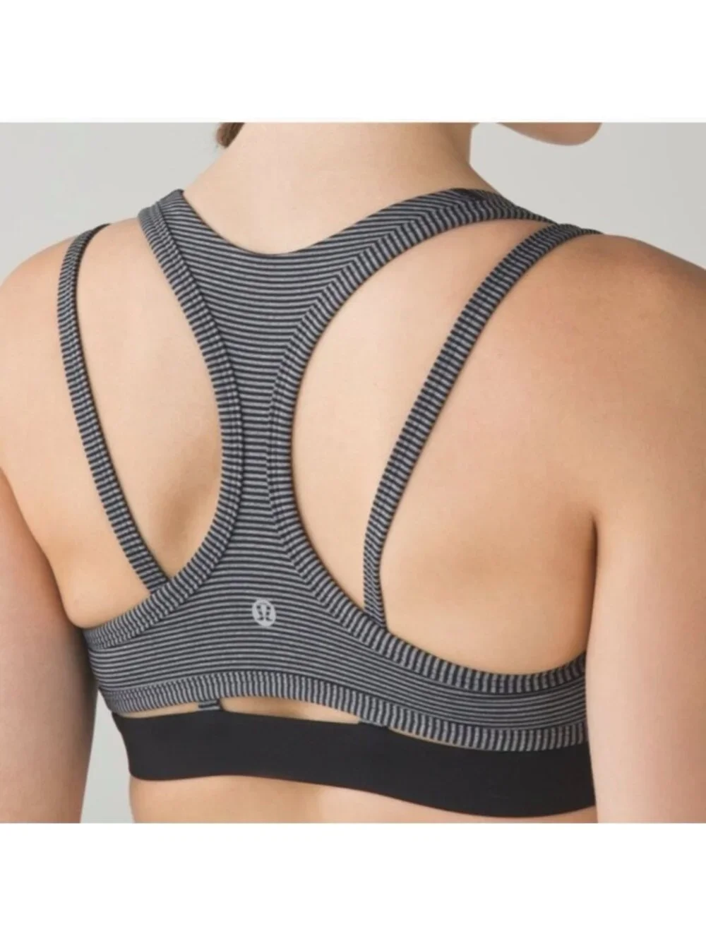 Lululemon Splendour Bra Tonka Stripe Black Heathered Slate / Black
